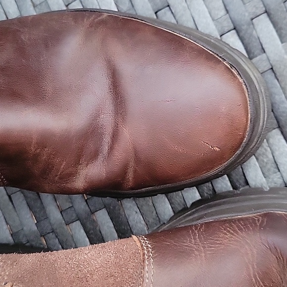 Merrell Dark Earth Leather Riding Boots Performance Footwear with Buckle Detail - Picture 8 of 9